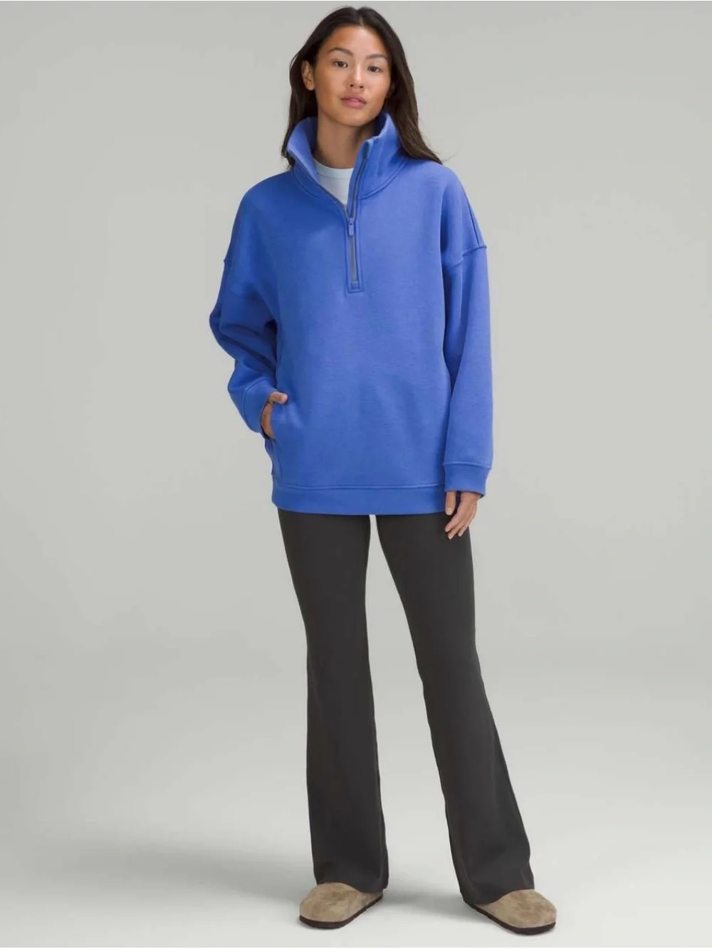 lululemon athletica Blue Wild Indigo Thick Fleece Half-Zip Pullover Size M/L